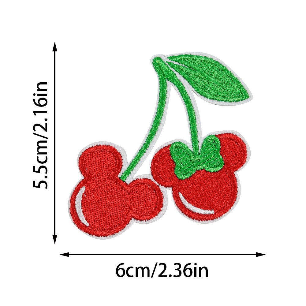 Wholesale  Cherry Embroidered Cloth Sticker No-sewing Girl' s Down et Patch Sticker Holes Sticker Large